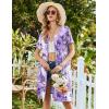 image:imageEkouaer Womens Zipper Robe Short Sleeve Bathrobes Summer Sleepwear Soft Housecoat with Pockets Zip Up House Robes S3XLFloral Purple
