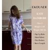 image:imageEkouaer Womens Zipper Robe Short Sleeve Bathrobes Summer Sleepwear Soft Housecoat with Pockets Zip Up House Robes S3XLFloral Purple