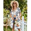 image:imageEkouaer Womens Zipper Robe Short Sleeve Bathrobes Summer Sleepwear Soft Housecoat with Pockets Zip Up House Robes S3XLFloral White