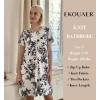 image:imageEkouaer Womens Zipper Robe Short Sleeve Bathrobes Summer Sleepwear Soft Housecoat with Pockets Zip Up House Robes S3XLFloral White