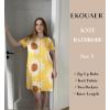 image:imageEkouaer Womens Zipper Robe Short Sleeve Bathrobes Summer Sleepwear Soft Housecoat with Pockets Zip Up House Robes S3XLFloral Yellow