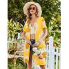 image:imageEkouaer Womens Zipper Robe Short Sleeve Bathrobes Summer Sleepwear Soft Housecoat with Pockets Zip Up House Robes S3XLFloral Yellow