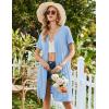image:imageEkouaer Womens Zipper Robe Short Sleeve Bathrobes Summer Sleepwear Soft Housecoat with Pockets Zip Up House Robes S3XLLight Blue