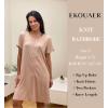 image:imageEkouaer Womens Zipper Robe Short Sleeve Bathrobes Summer Sleepwear Soft Housecoat with Pockets Zip Up House Robes S3XLMisty Rose