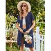 image:imageEkouaer Womens Zipper Robe Short Sleeve Bathrobes Summer Sleepwear Soft Housecoat with Pockets Zip Up House Robes S3XLNavy Blue