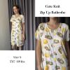 image:imageEkouaer Womens Zipper Robe Short Sleeve Bathrobes Summer Sleepwear Soft Housecoat with Pockets Zip Up House Robes S3XLOyster Lemon