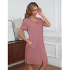 image:imageEkouaer Womens Zipper Robe Short Sleeve Bathrobes Summer Sleepwear Soft Housecoat with Pockets Zip Up House Robes S3XLPurplish Red