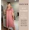 image:imageEkouaer Womens Zipper Robe Short Sleeve Bathrobes Summer Sleepwear Soft Housecoat with Pockets Zip Up House Robes S3XLPurplish Red