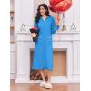 image:imageEkouaer Womens Zipper Robes Long Sleeve Loungewear Knee Length Housecoat Fleece Bathrobe with Pockets SXXLBlue