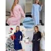 image:imageEkouaer Womens Zipper Robes Long Sleeve Loungewear Knee Length Housecoat Fleece Bathrobe with Pockets SXXLBlue