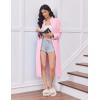 image:imageEkouaer Womens Zipper Robes Long Sleeve Loungewear Knee Length Housecoat Fleece Bathrobe with Pockets SXXLDark Pink