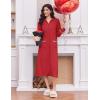 image:imageEkouaer Womens Zipper Robes Long Sleeve Loungewear Knee Length Housecoat Fleece Bathrobe with Pockets SXXLDark Red