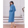 image:imageEkouaer Womens Zipper Robes Long Sleeve Loungewear Knee Length Housecoat Fleece Bathrobe with Pockets SXXLGrey Blue