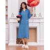image:imageEkouaer Womens Zipper Robes Long Sleeve Loungewear Knee Length Housecoat Fleece Bathrobe with Pockets SXXLGrey Blue