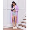 image:imageEkouaer Womens Zipper Robes Long Sleeve Loungewear Knee Length Housecoat Fleece Bathrobe with Pockets SXXLLavender