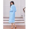 image:imageEkouaer Womens Zipper Robes Long Sleeve Loungewear Knee Length Housecoat Fleece Bathrobe with Pockets SXXLLight Blue