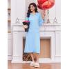 image:imageEkouaer Womens Zipper Robes Long Sleeve Loungewear Knee Length Housecoat Fleece Bathrobe with Pockets SXXLLight Blue