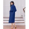 image:imageEkouaer Womens Zipper Robes Long Sleeve Loungewear Knee Length Housecoat Fleece Bathrobe with Pockets SXXLNavy