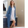 image:imageEkouaer Womens Zipper Robes Long Sleeve Loungewear Knee Length Housecoat Fleece Bathrobe with Pockets SXXLNavy Blue