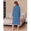 image:imageEkouaer Womens Zipper Robes Long Sleeve Loungewear Knee Length Housecoat Fleece Bathrobe with Pockets SXXLNavy Blue