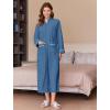 image:imageEkouaer Womens Zipper Robes Long Sleeve Loungewear Knee Length Housecoat Fleece Bathrobe with Pockets SXXLNavy Blue