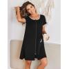 image:imageEkouaer Zip Up Robes for Women Short Sleeves Zipper House Coat Short Bathrobes Lightweight Nightgown with Pockets S3XLBlack