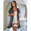 image:imageEkouaer Zip Up Robes for Women Short Sleeves Zipper House Coat Short Bathrobes Lightweight Nightgown with Pockets S3XLDark Gray