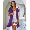 image:imageEkouaer Zip Up Robes for Women Short Sleeves Zipper House Coat Short Bathrobes Lightweight Nightgown with Pockets S3XLDark Purple