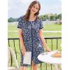 image:imageEkouaer Zip Up Robes for Women Short Sleeves Zipper House Coat Short Bathrobes Lightweight Nightgown with Pockets S3XLFloral Dark Blue