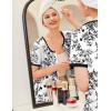 image:imageEkouaer Zip Up Robes for Women Short Sleeves Zipper House Coat Short Bathrobes Lightweight Nightgown with Pockets S3XLFloral White