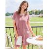 image:imageEkouaer Zip Up Robes for Women Short Sleeves Zipper House Coat Short Bathrobes Lightweight Nightgown with Pockets S3XLGray Purple