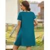 image:imageEkouaer Zip Up Robes for Women Short Sleeves Zipper House Coat Short Bathrobes Lightweight Nightgown with Pockets S3XLPeacock Blue