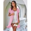image:imageEkouaer Zip Up Robes for Women Short Sleeves Zipper House Coat Short Bathrobes Lightweight Nightgown with Pockets S3XLPink