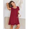 image:imageEkouaer Zip Up Robes for Women Short Sleeves Zipper House Coat Short Bathrobes Lightweight Nightgown with Pockets S3XLWine Red