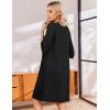 image:imageEkouaer Zip Up Robes for Women Short Waffle Bathrobe Lightweight house coat 34 Sleeve Soft Nightgown with Pockets S3XLBlack