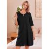 image:imageEkouaer Zip Up Robes for Women Short Waffle Bathrobe Lightweight house coat 34 Sleeve Soft Nightgown with Pockets S3XLBlack