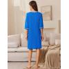 image:imageEkouaer Zip Up Robes for Women Short Waffle Bathrobe Lightweight house coat 34 Sleeve Soft Nightgown with Pockets S3XLBlue