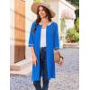 image:imageEkouaer Zip Up Robes for Women Short Waffle Bathrobe Lightweight house coat 34 Sleeve Soft Nightgown with Pockets S3XLBlue