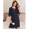 image:imageEkouaer Zip Up Robes for Women Short Waffle Bathrobe Lightweight house coat 34 Sleeve Soft Nightgown with Pockets S3XLDark Blue