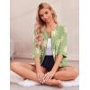 image:imageEkouaer Zip Up Robes for Women Short Waffle Bathrobe Lightweight house coat 34 Sleeve Soft Nightgown with Pockets S3XLGreen Floral