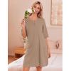 image:imageEkouaer Zip Up Robes for Women Short Waffle Bathrobe Lightweight house coat 34 Sleeve Soft Nightgown with Pockets S3XLKhaki