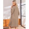 image:imageEkouaer Zip Up Robes for Women Short Waffle Bathrobe Lightweight house coat 34 Sleeve Soft Nightgown with Pockets S3XLKhaki