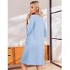 image:imageEkouaer Zip Up Robes for Women Short Waffle Bathrobe Lightweight house coat 34 Sleeve Soft Nightgown with Pockets S3XLLight Blue