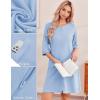 image:imageEkouaer Zip Up Robes for Women Short Waffle Bathrobe Lightweight house coat 34 Sleeve Soft Nightgown with Pockets S3XLLight Blue