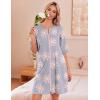 image:imageEkouaer Zip Up Robes for Women Short Waffle Bathrobe Lightweight house coat 34 Sleeve Soft Nightgown with Pockets S3XLLight Purple Floral