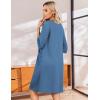 image:imageEkouaer Zip Up Robes for Women Short Waffle Bathrobe Lightweight house coat 34 Sleeve Soft Nightgown with Pockets S3XLNavy