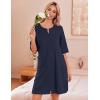image:imageEkouaer Zip Up Robes for Women Short Waffle Bathrobe Lightweight house coat 34 Sleeve Soft Nightgown with Pockets S3XLNavy Blue