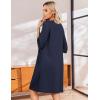 image:imageEkouaer Zip Up Robes for Women Short Waffle Bathrobe Lightweight house coat 34 Sleeve Soft Nightgown with Pockets S3XLNavy Blue