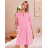 image:imageEkouaer Zip Up Robes for Women Short Waffle Bathrobe Lightweight house coat 34 Sleeve Soft Nightgown with Pockets S3XLPink