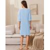 image:imageEkouaer Zip Up Robes for Women Short Waffle Bathrobe Lightweight house coat 34 Sleeve Soft Nightgown with Pockets S3XLSky Blue